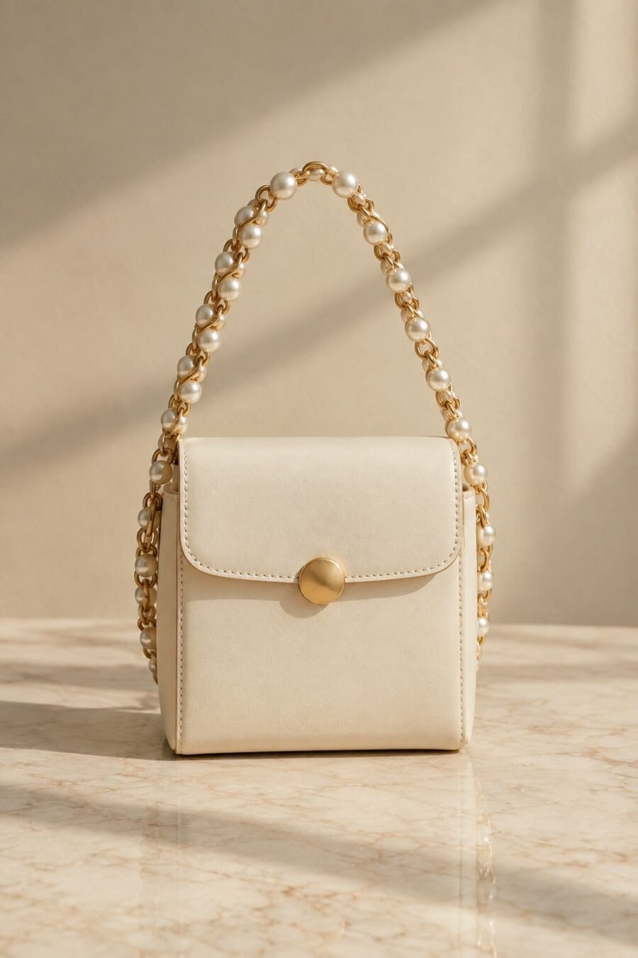 Quill Pearl-Chain Mini Bag in Ivory