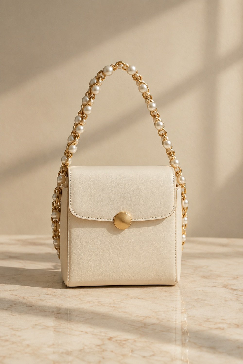 Quill Pearl-Chain Mini Bag in Ivory