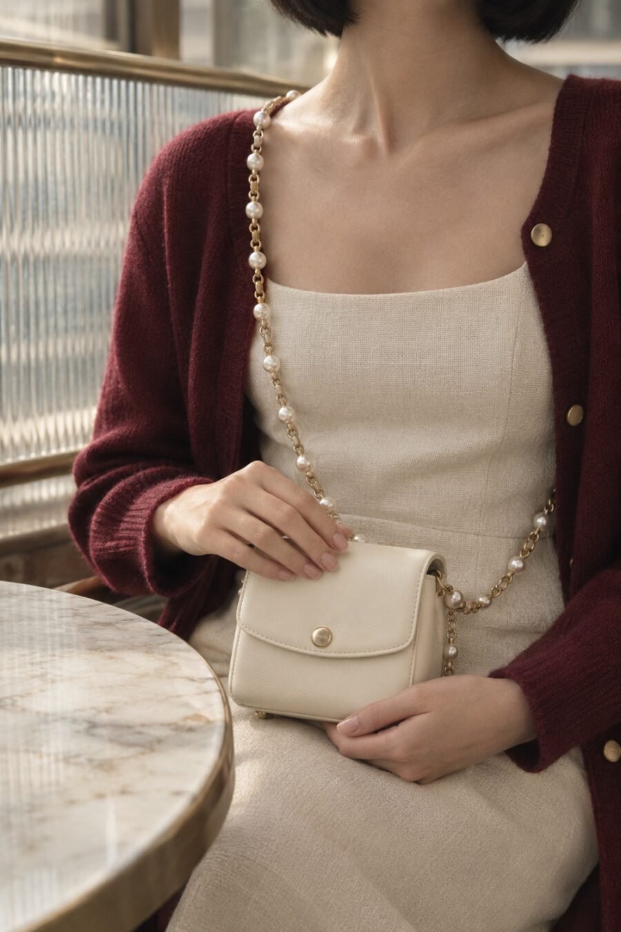 Quill Pearl-Chain Mini Bag — second view