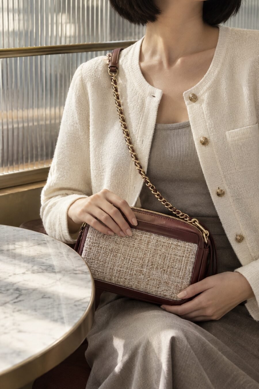 Aldwyn Tweed-Panel Bag — second view