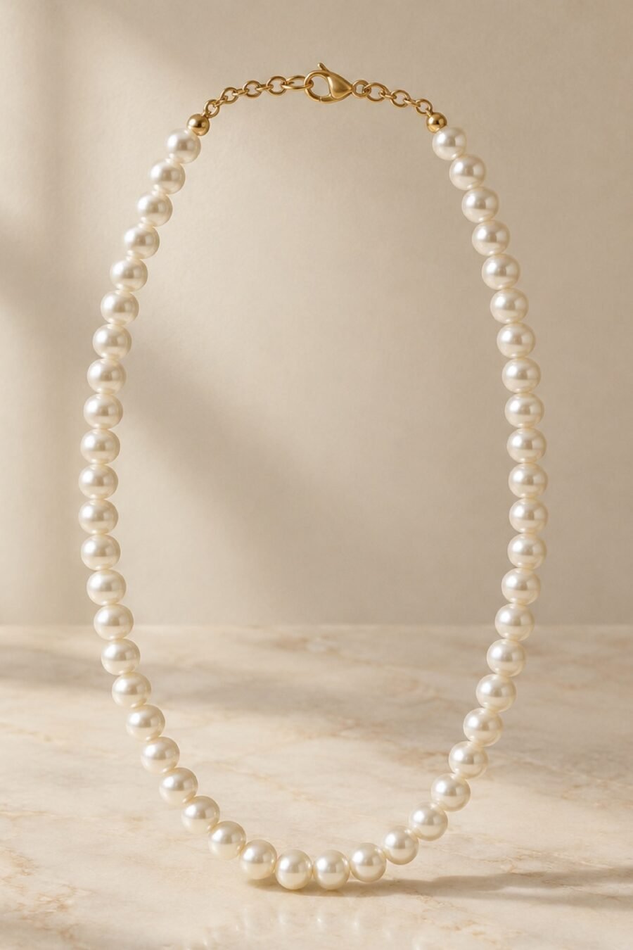 Fenn Glass-Pearl Necklace in Ivory / gold-tone