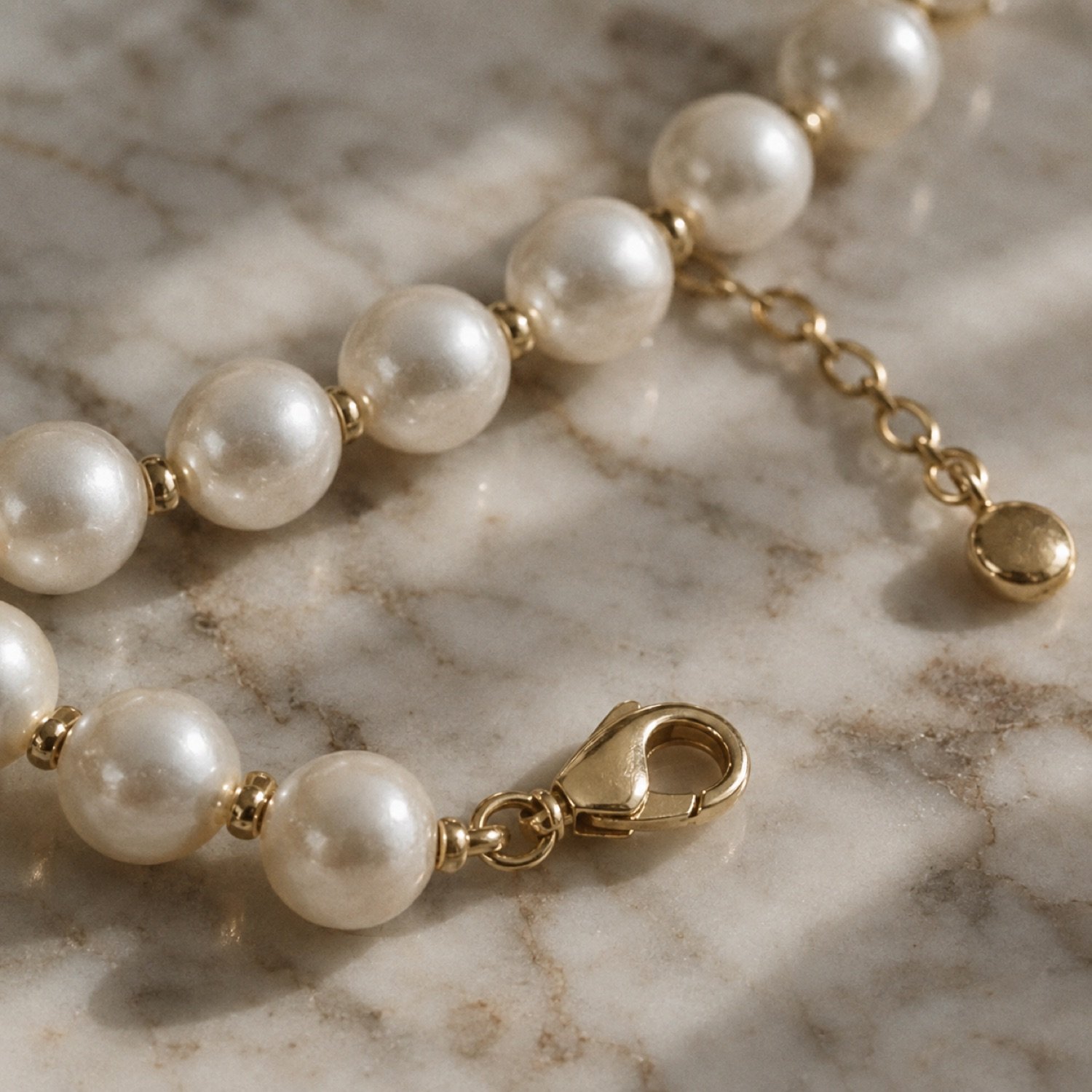 Fenn Glass-Pearl Necklace in Ivory / gold-tone — second view