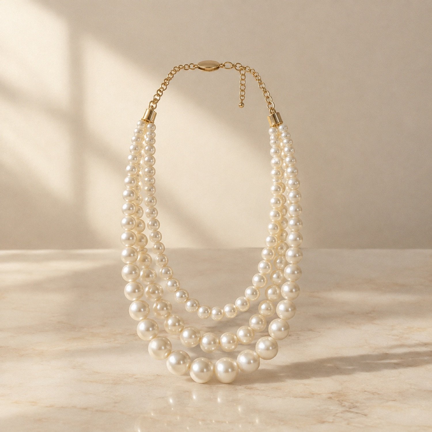 Fenn Layered Pearl Necklace in Ivory / gold-tone