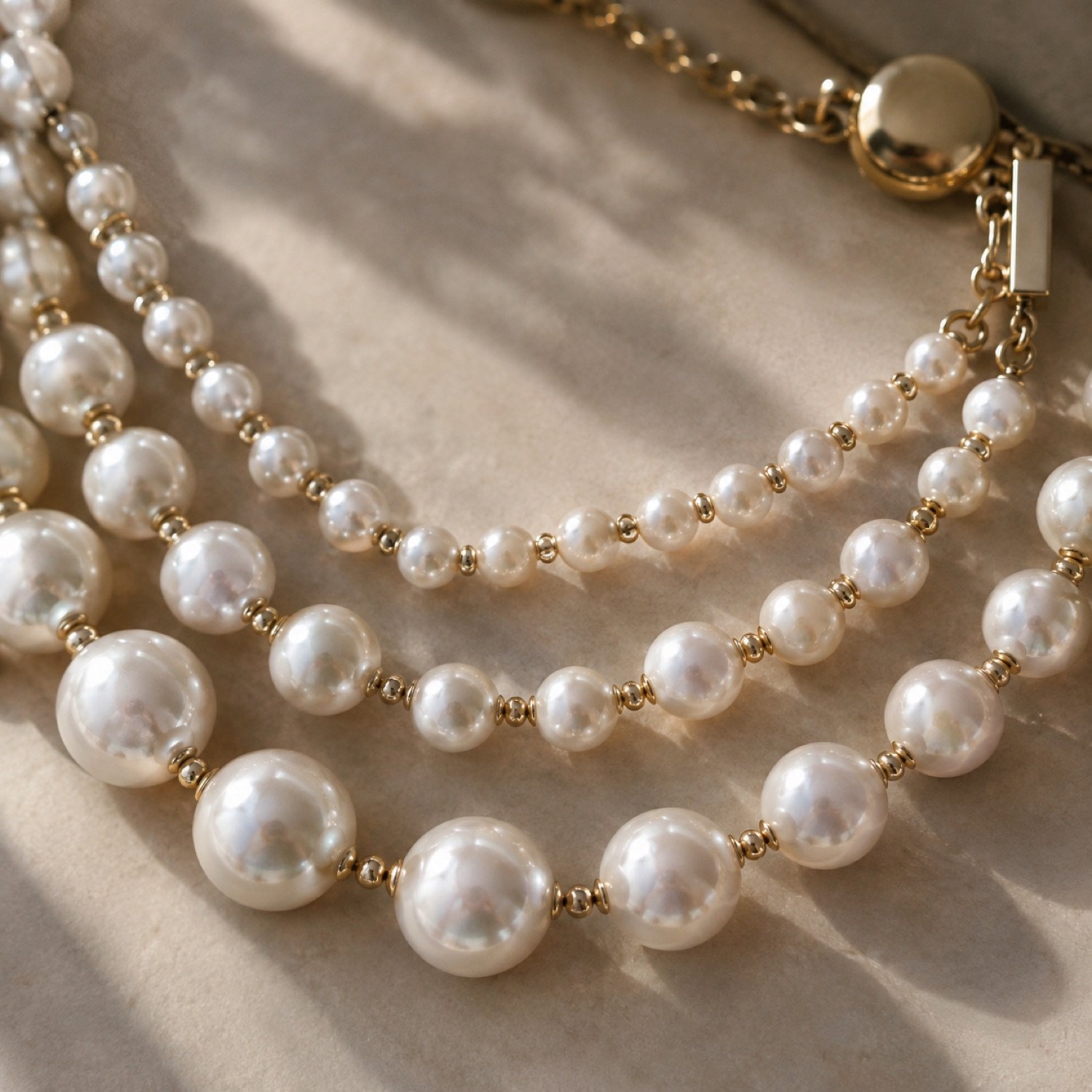 Fenn Layered Pearl Necklace in Ivory / gold-tone — second view