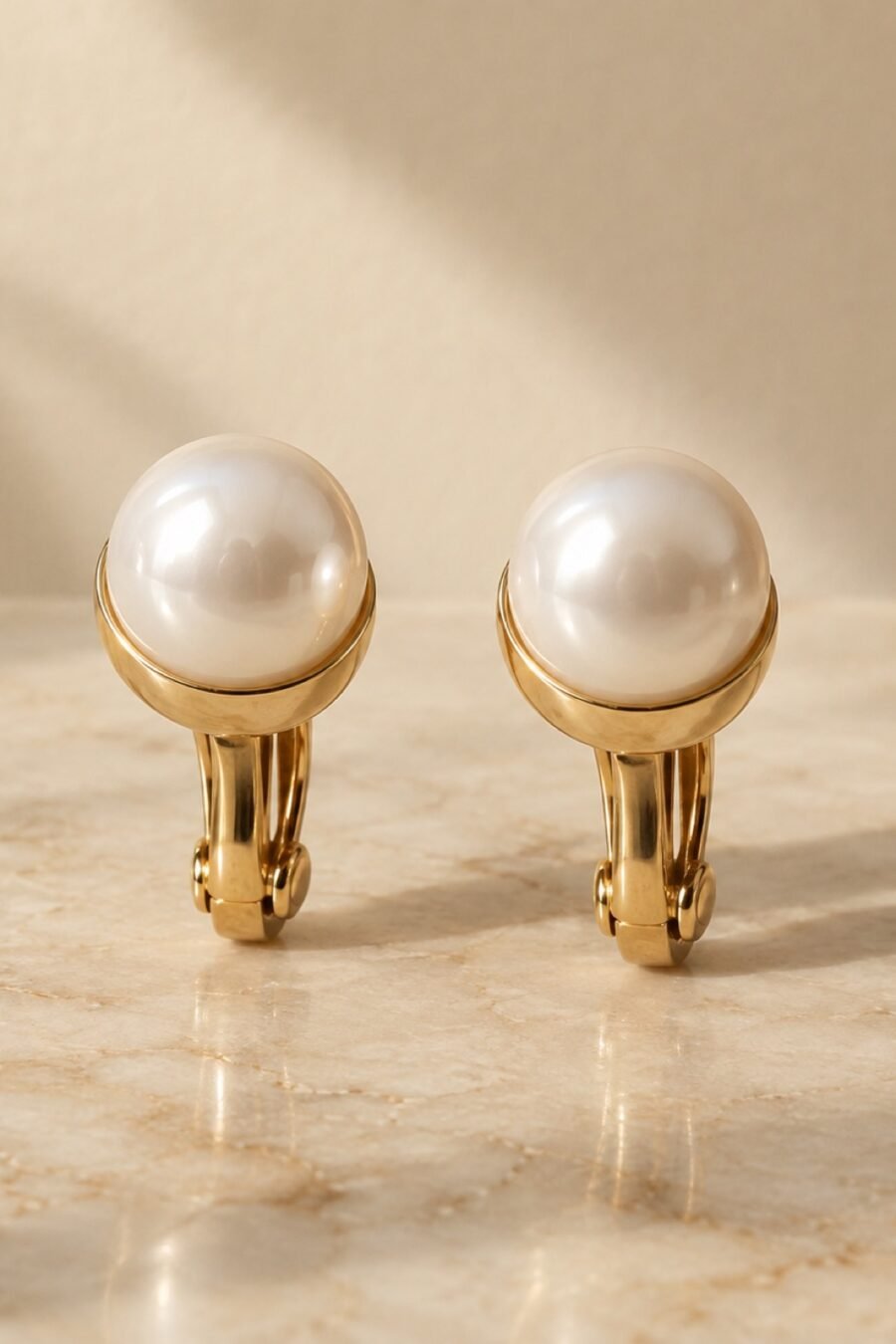 Fenn Pearl Clip Earrings in Ivory / gold-tone