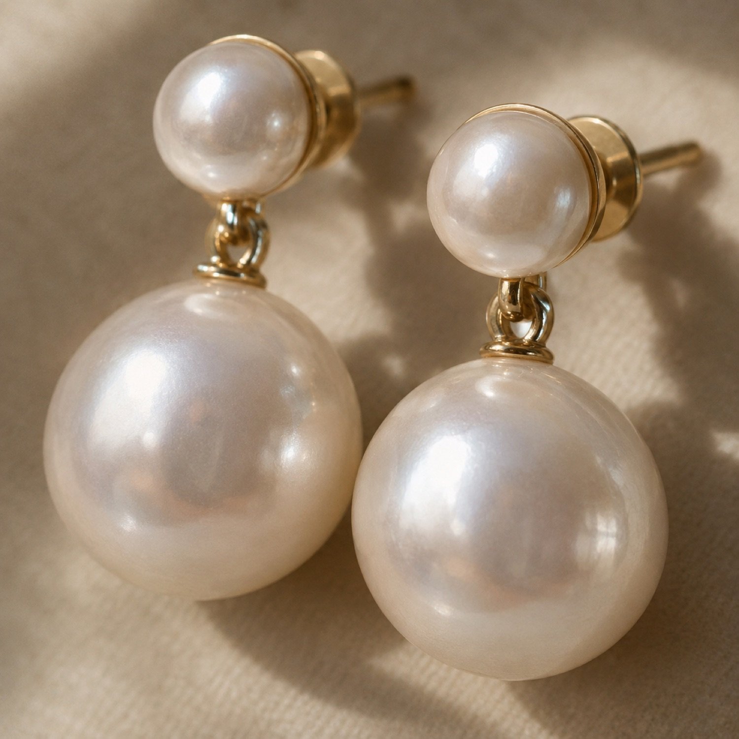 Fenn Pearl Drop Earrings in Ivory / gold-tone — second view