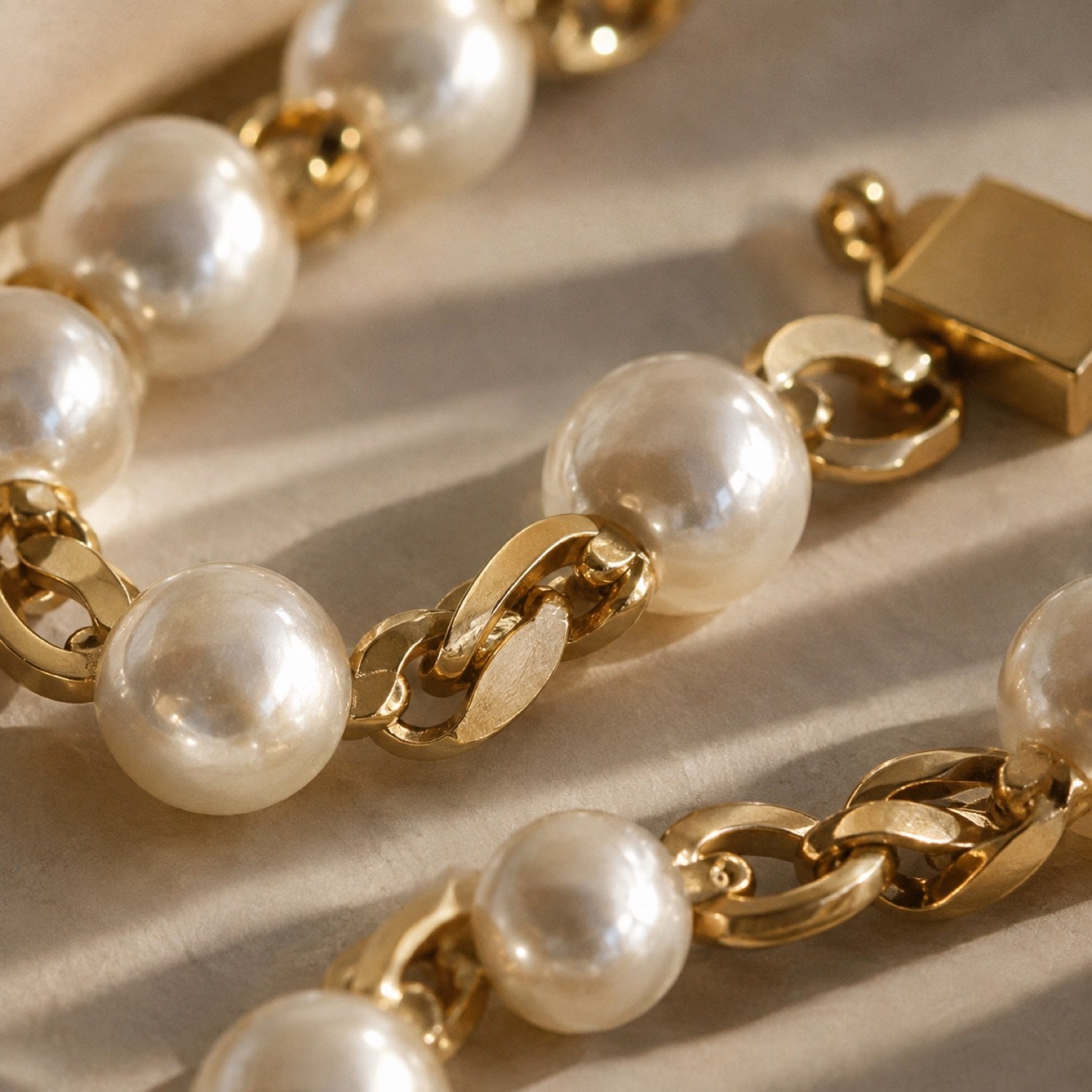 Fenn Pearl & Chain Bracelet in Ivory / gold-tone — second view