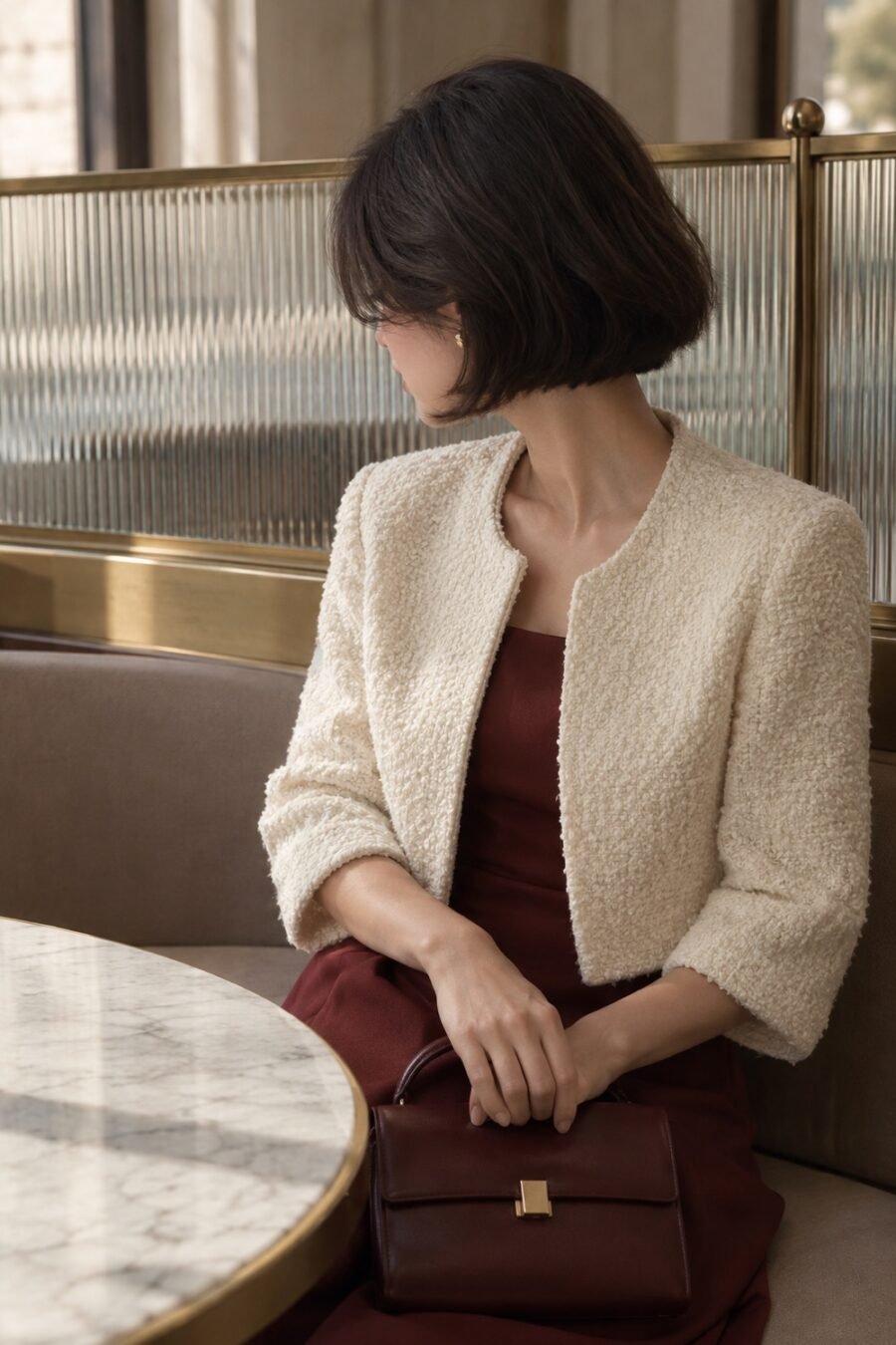 Southey Boucle Crop Jacket in Ivory boucle