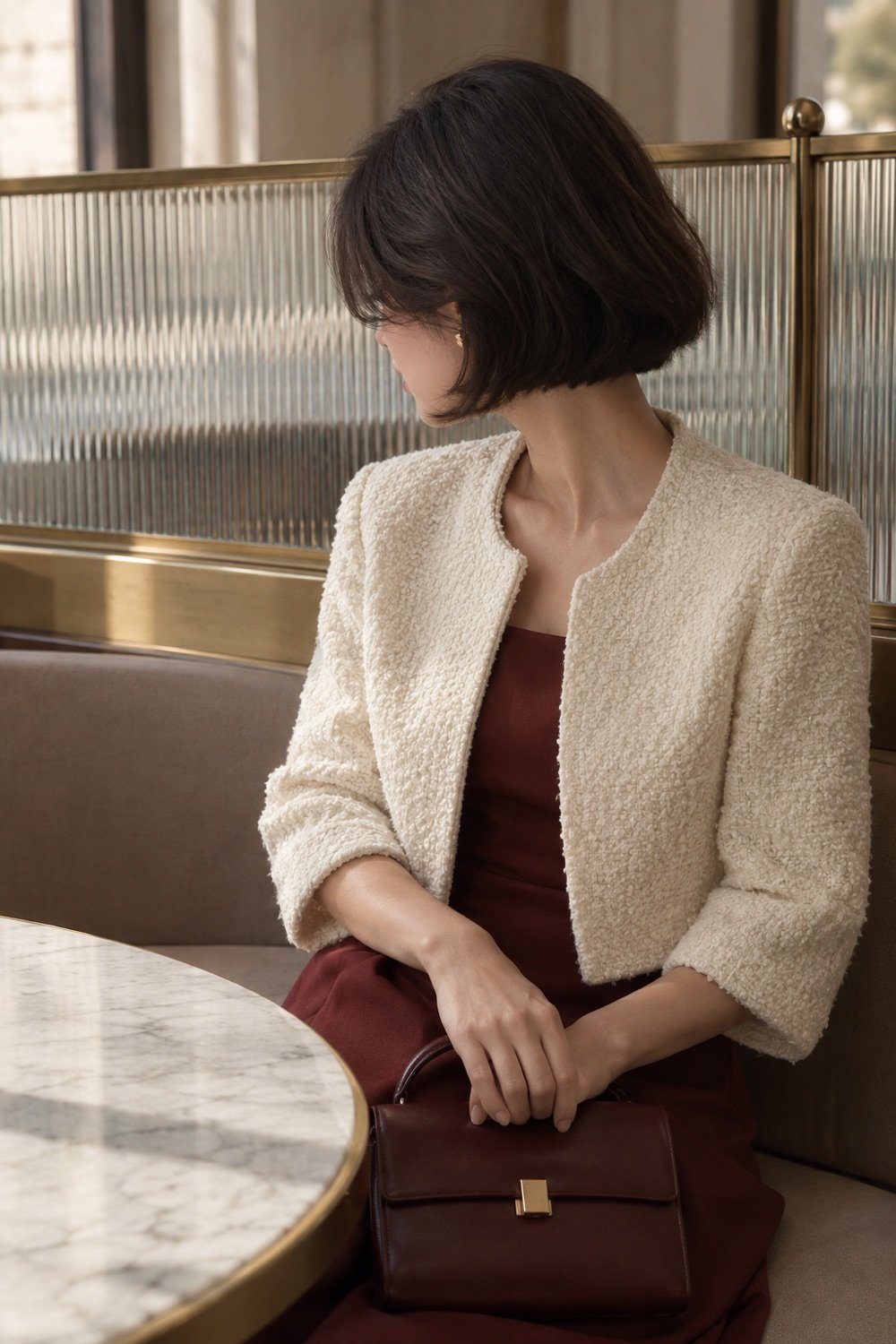 Southey Boucle Crop Jacket in Ivory boucle