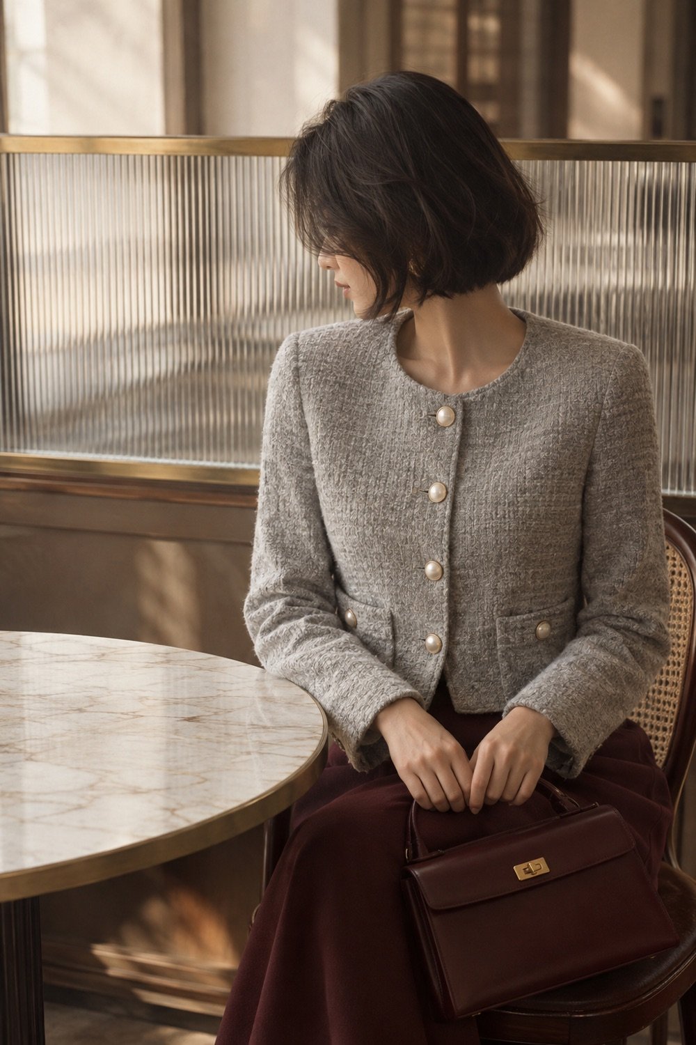 Brearley Pearl-Button Jacket in Dove grey