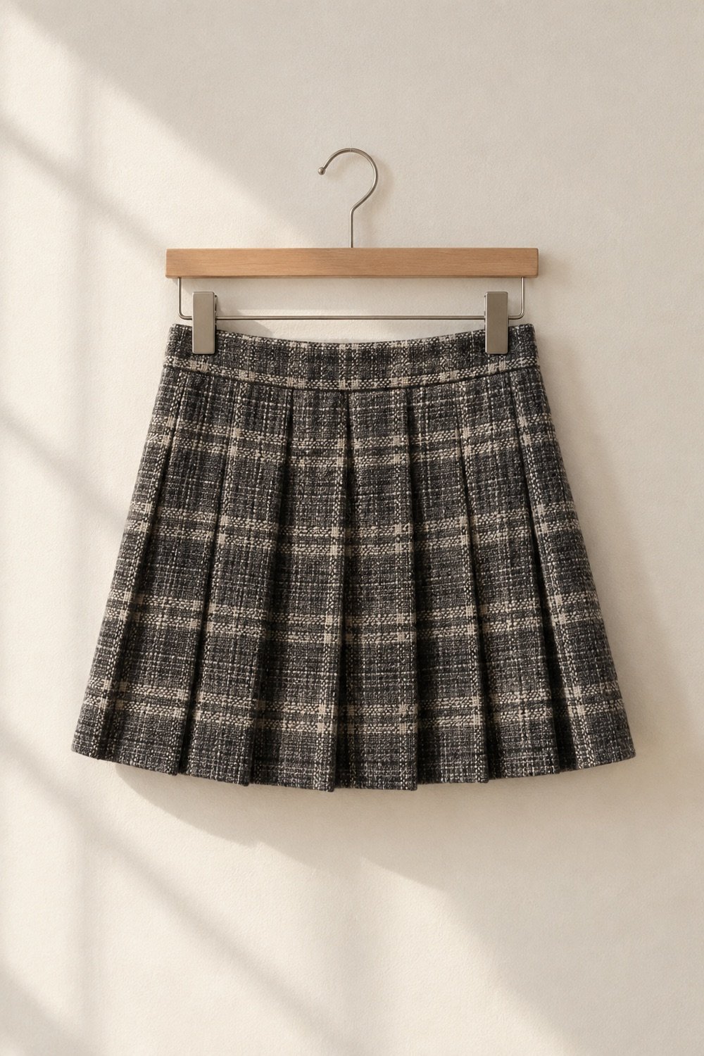 Ardwell Pleated Tweed Mini in Charcoal / cream check — second view