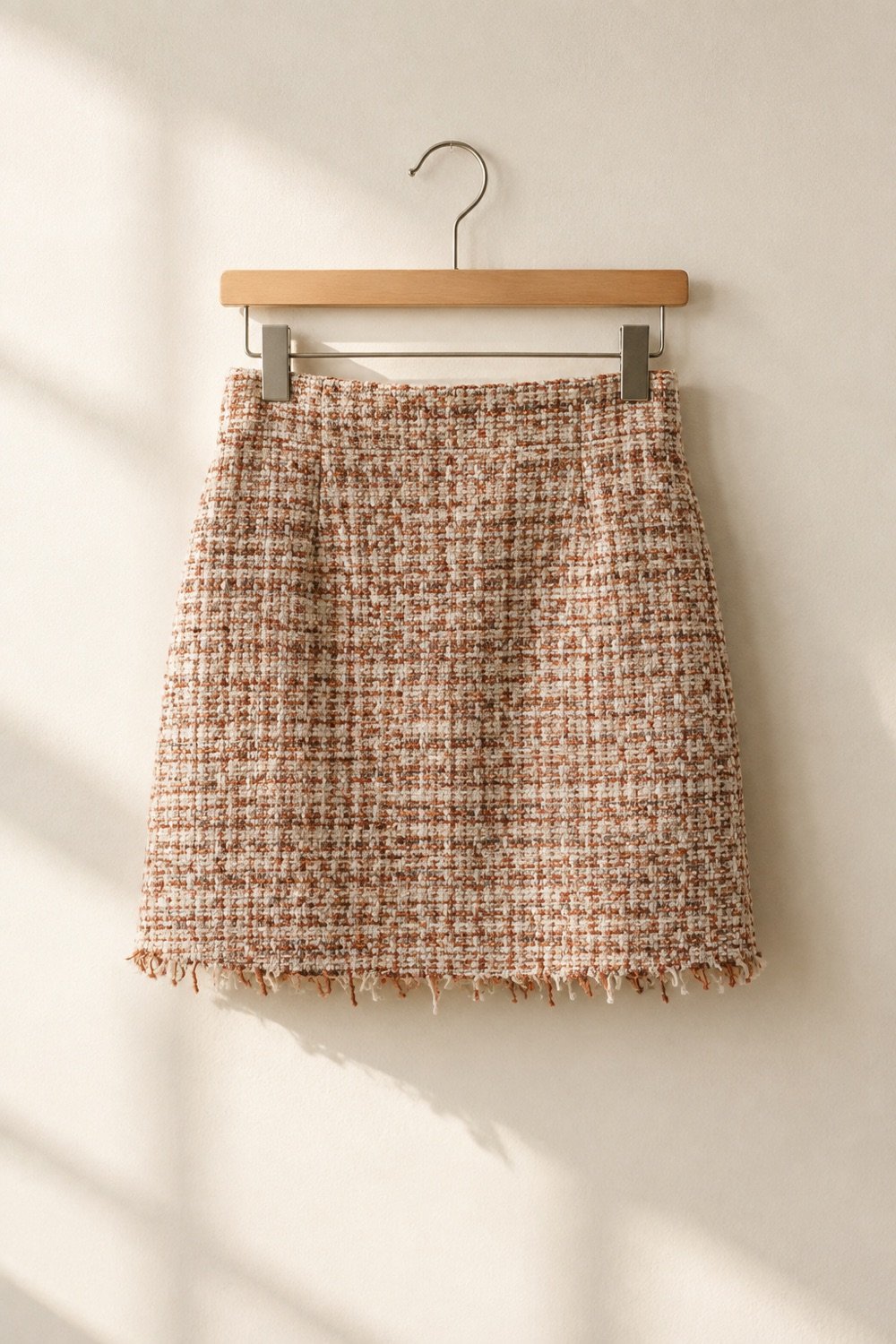 Pell Frayed-Hem Mini in Cream / rust — second view