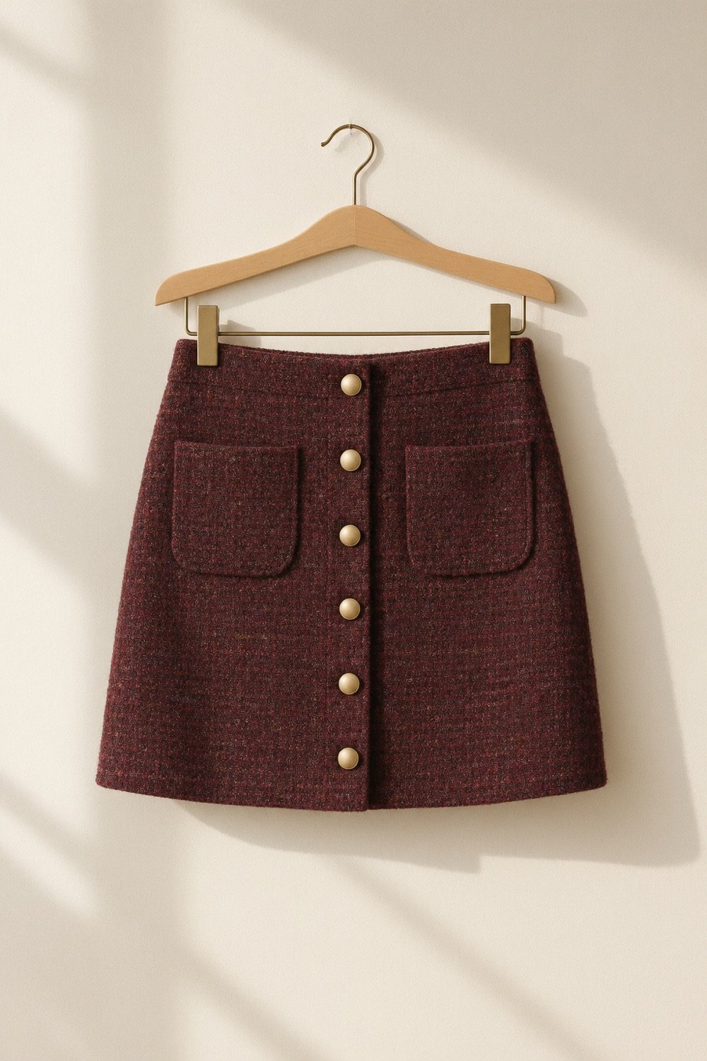 Vanner Button-Front Mini in Oxblood / black fleck — second view