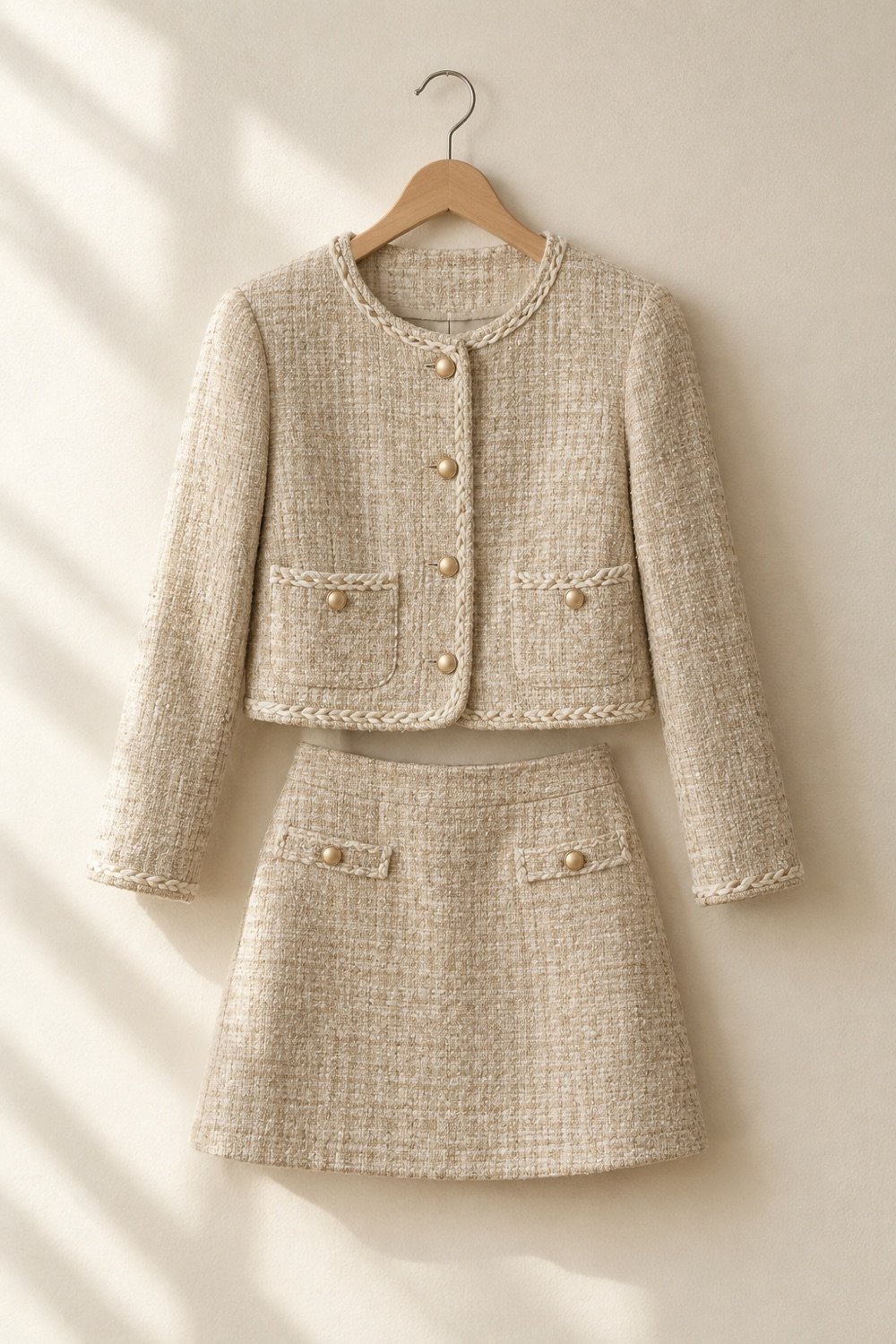 Marlow Two-Piece Set in Oatmeal / oxblood fleck — second view
