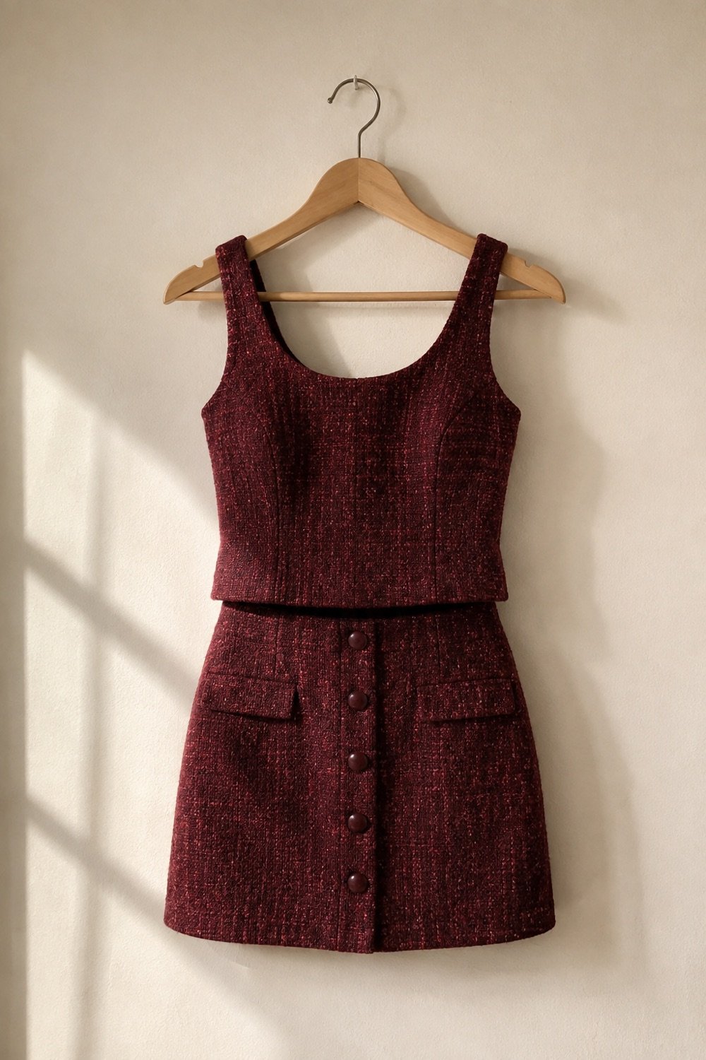 Vanner Tank & Skirt Set in Oxblood / black fleck — second view