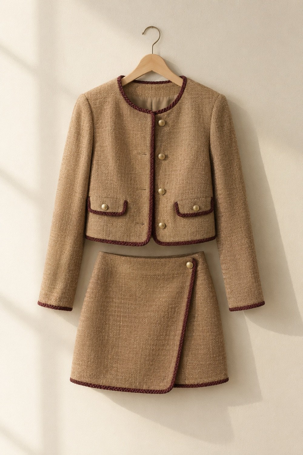 Garrow Trim Set in Camel / oxblood trim — second view