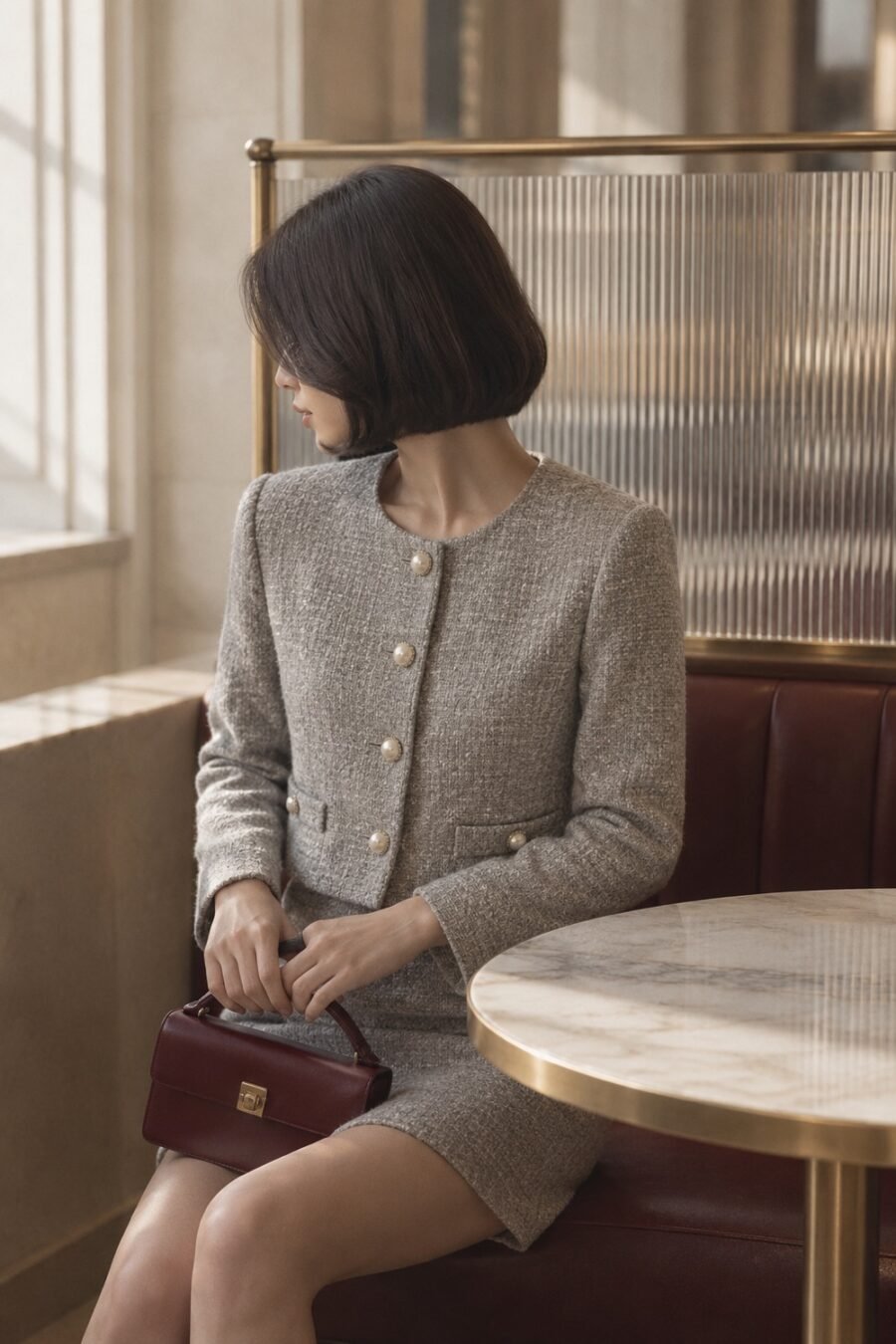 Brearley Pearl-Button Set in Dove grey