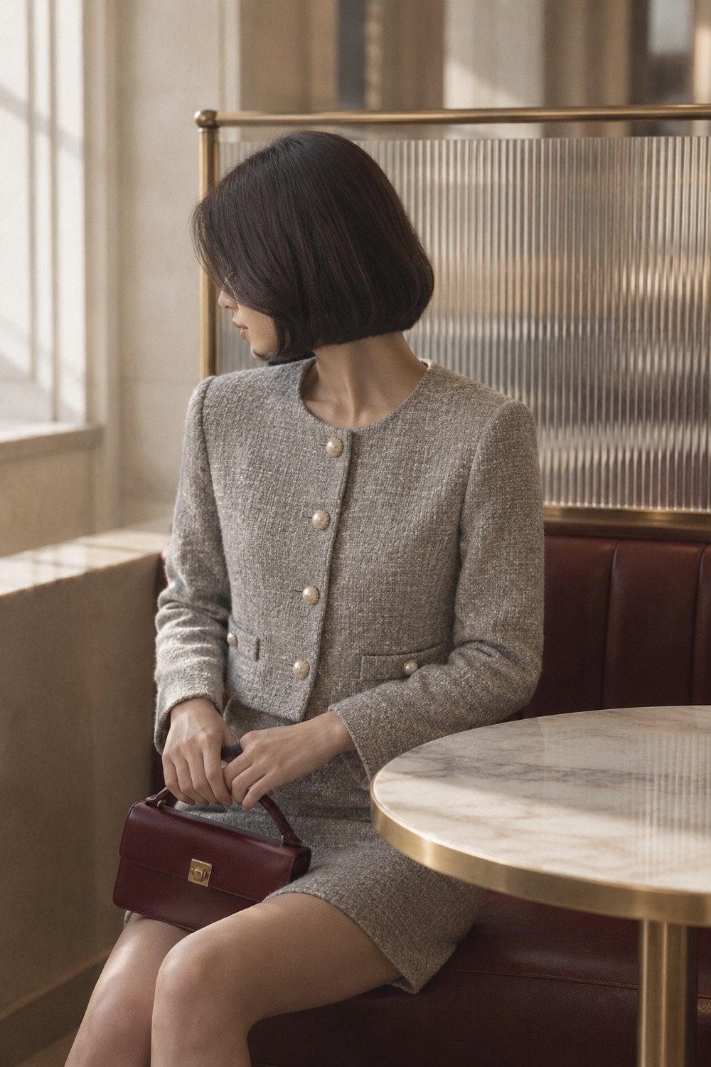 Brearley Pearl-Button Set in Dove grey