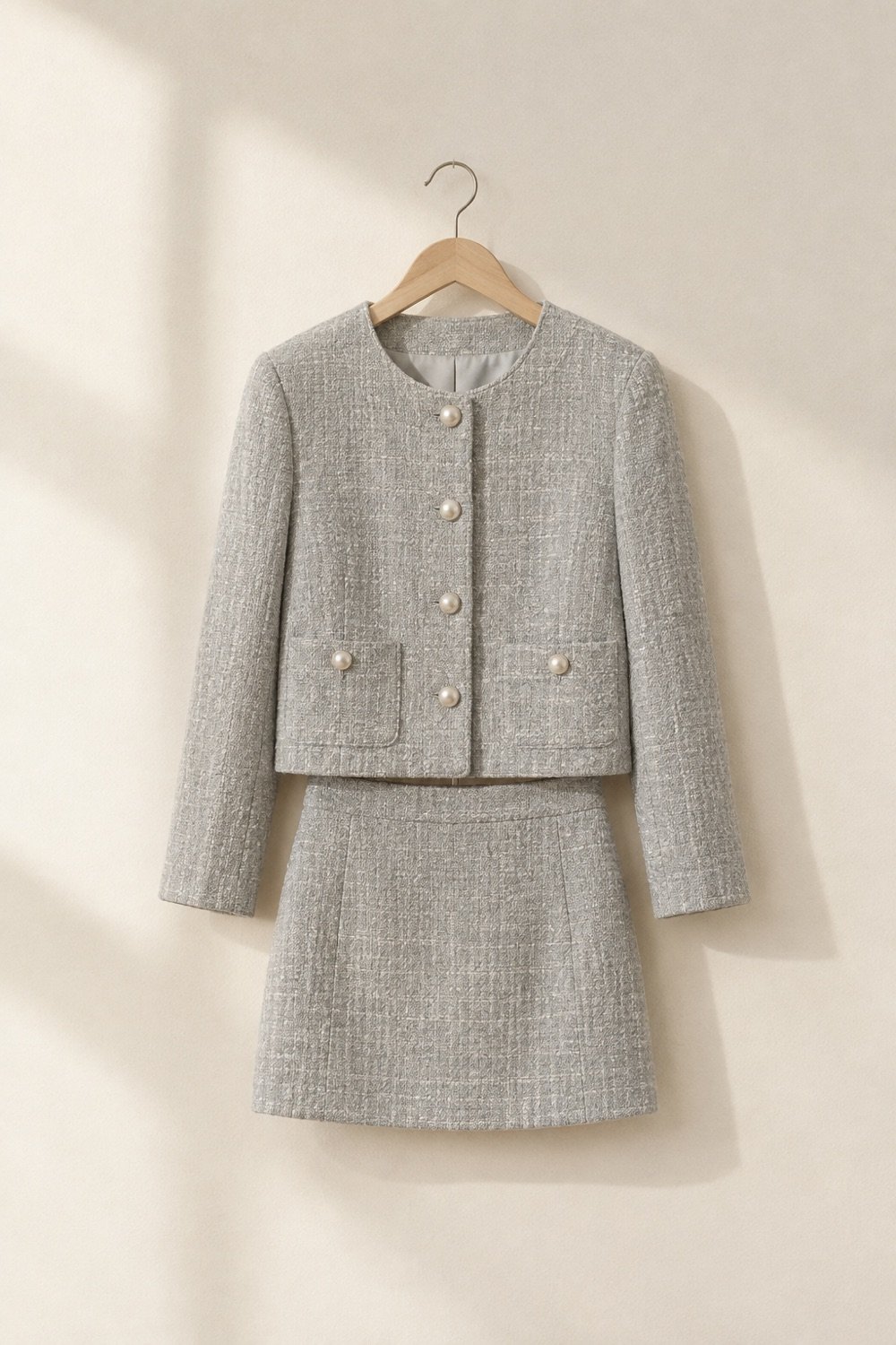 Brearley Pearl-Button Set in Dove grey — second view